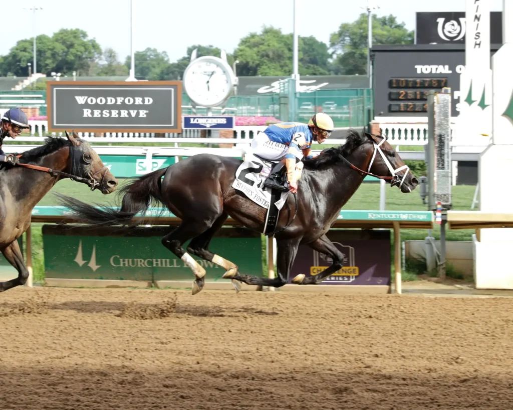 mindframe with a jockey on him running in a race